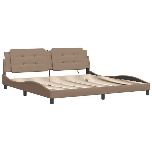 vidaXL Cadre de lit avec LED sans matelas Zadar cappuccino 200x200 cm