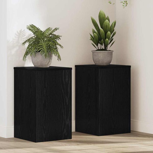 vidaXL Support de Plante 2 pcs Ch&ecirc;ne noir 30 x 30 x 50 cm