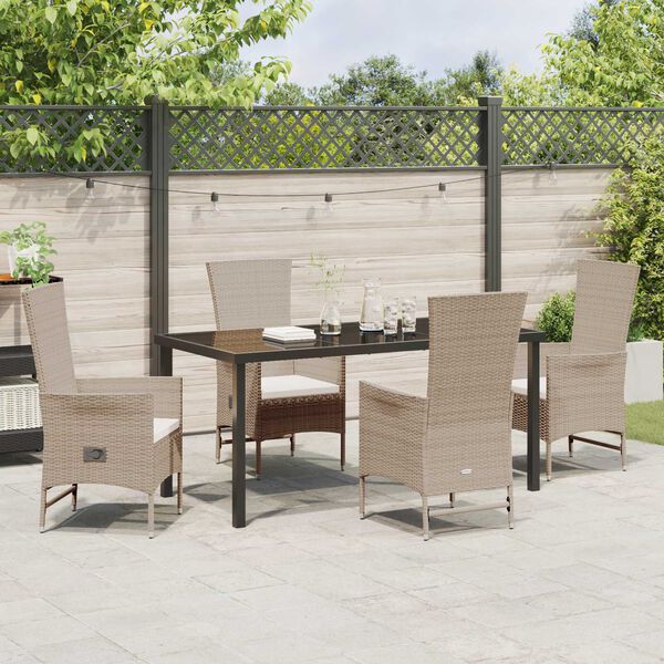 vidaXL Ensemble de salle à manger pour jardin 5 pcs Beige polyrotin