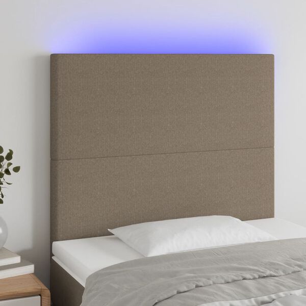 vidaXL T&ecirc;te de lit &agrave; LED Taupe 100x5x118/128 cm Tissu