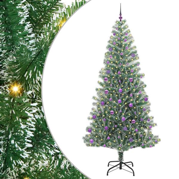 vidaXL Arbre de No&euml;l artificiel floconn&eacute; de neige avec lumi&egrave;re LED