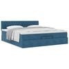 vidaXL Cadre de lit ottoman avec matelas bleu fonc&eacute; 200x200 cm velours