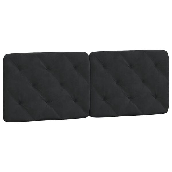 vidaXL Coussin de t&ecirc;te de lit noir 120 cm velours