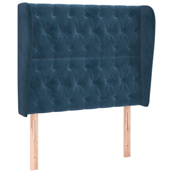 vidaXL Tête de lit avec oreilles Bleu foncé 93x23x118/128 cm Velours