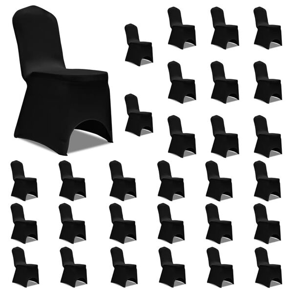 vidaXL Housses &eacute;lastiques de chaise Noir 30 pcs