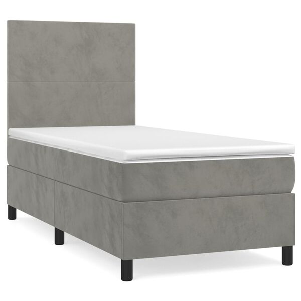 vidaXL Sommier &agrave; lattes de lit et matelas Gris clair 80x200 cm Velours