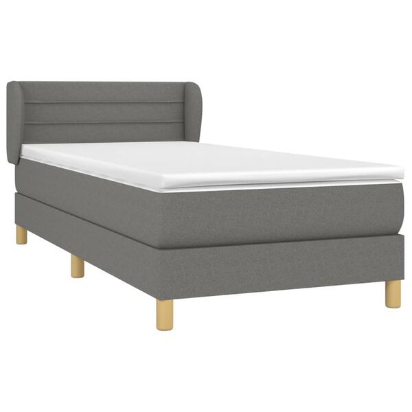 vidaXL Sommier &agrave; lattes de lit avec matelas Gris fonc&eacute; 100x200cm Tissu