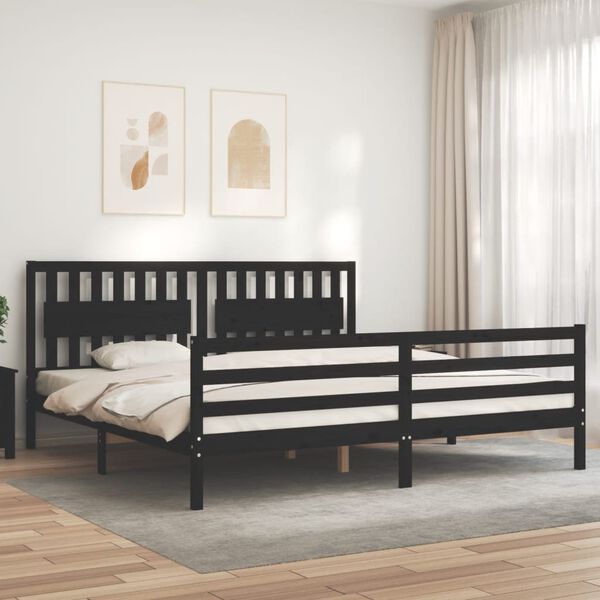 vidaXL Cadre de lit sans matelas noir 200x200 cm bois massif