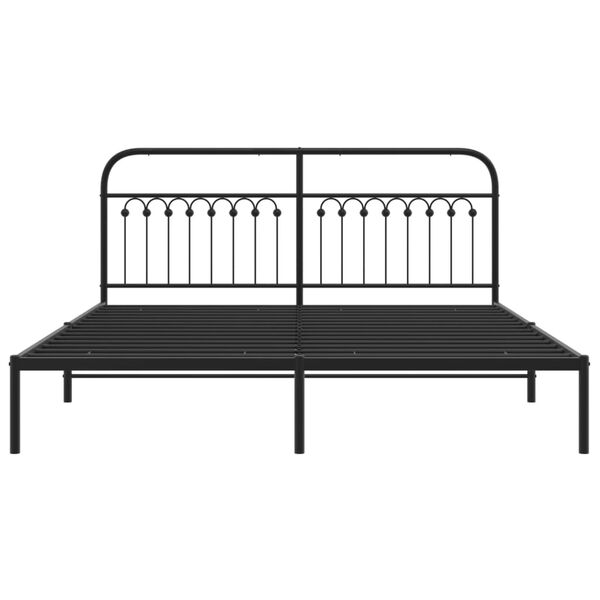 vidaXL Cadre de lit métal sans matelas avec tête de lit noir 183x213cm