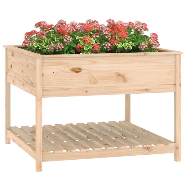 vidaXL Jardinière avec étagère 111,5x111,5x81 cm Bois massif de pin