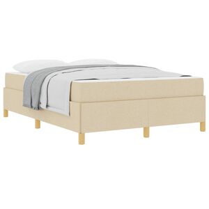 vidaXL Cadre de lit avec matelas Cr&egrave;me 140 x 200 cm tissu