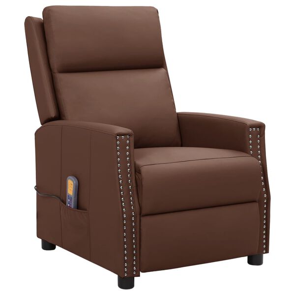 vidaXL Fauteuil de massage Marron Similicuir