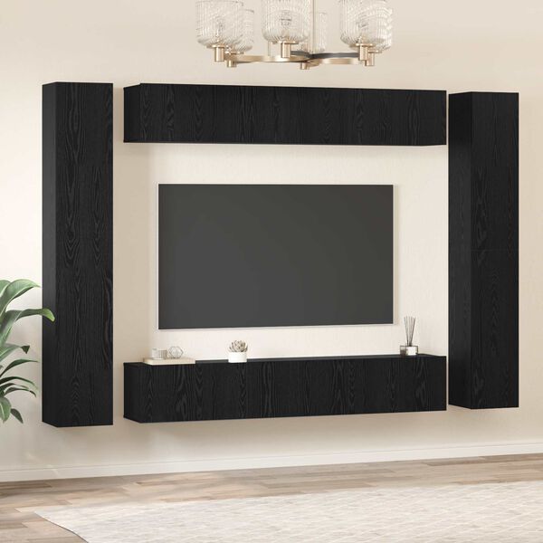 vidaXL Ensemble meuble TV 10 pcs Ch&ecirc;ne noir Bois d'ing&eacute;nierie