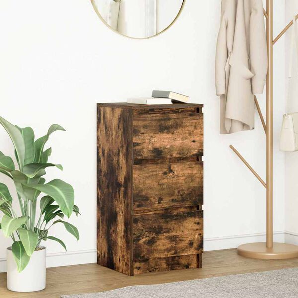 vidaXL Buffet ch&ecirc;ne fum&eacute; 37,5x35x76 cm bois d'ing&eacute;nierie