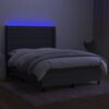 vidaXL Sommier &agrave; lattes de lit matelas LED Gris fonc&eacute; 140x200 cm Tissu