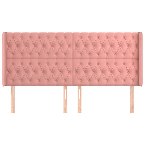 vidaXL T&ecirc;te de lit avec oreilles Rose 203x16x118/128 cm Velours