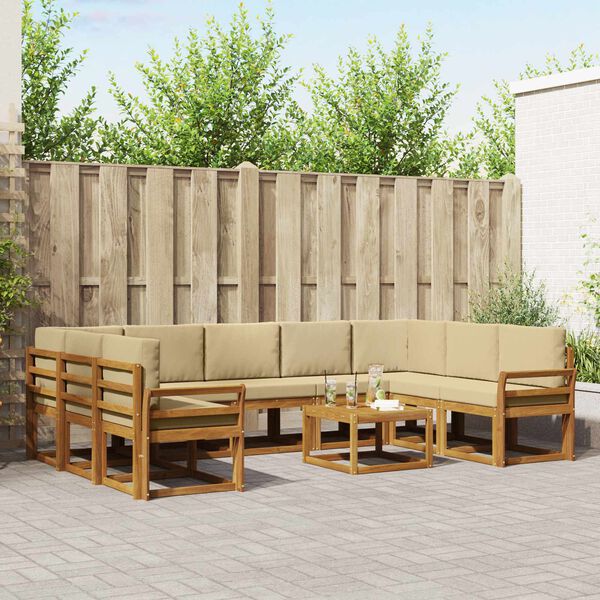 vidaXL Ensemble de canap&eacute;s d'ext&eacute;rieur 10 pcs Naturel et Beige