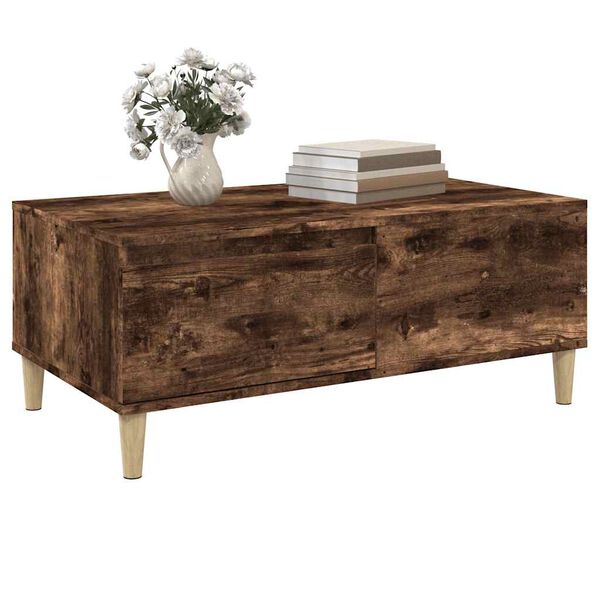 vidaXL Table basse Ch&ecirc;ne fum&eacute; 90x50x36,5 cm Bois d'ing&eacute;nierie