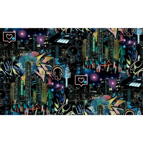 Noordwand Papier peint Good Vibes Skyscrapers City Icons Noir violet
