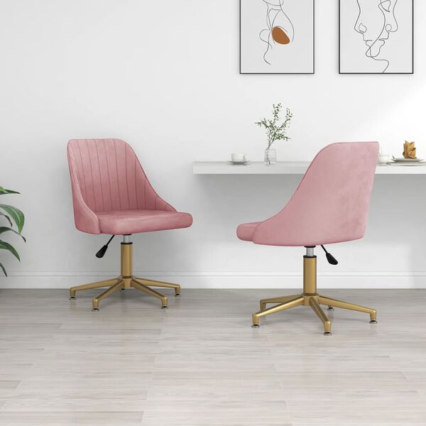 vidaXL Chaises pivotantes &agrave; manger lot de 2 Rose Velours