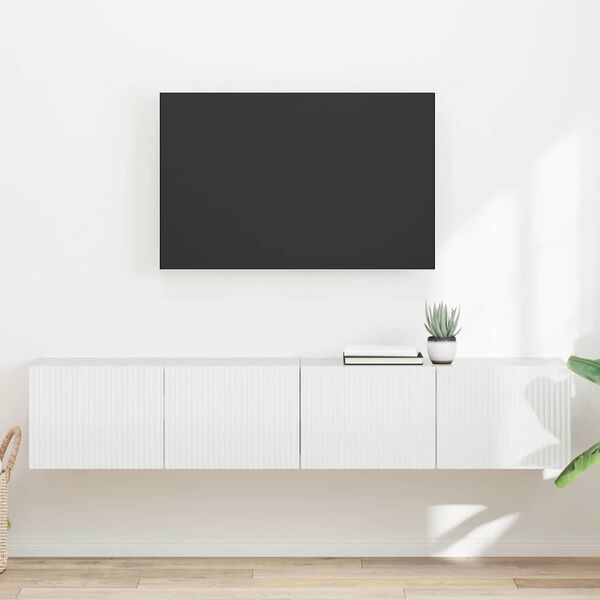 vidaXL Meuble TV mural 2 pcs Blanc Brillant 78,5 x 31 x 29,5 cm