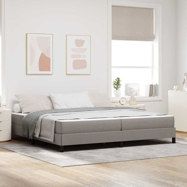 vidaXL Lit &agrave; ressorts avec matelas Taupe 200 x 200 cm tissu