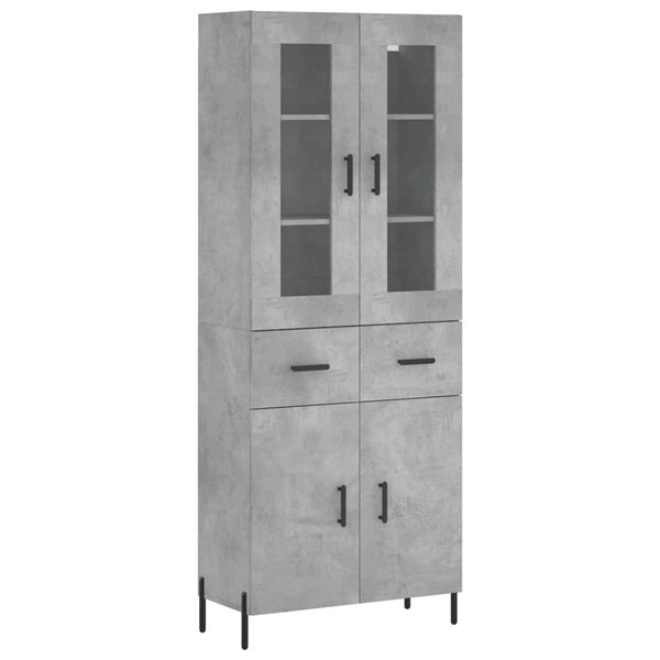 vidaXL Buffet haut Gris b&eacute;ton 69,5x34x180 cm Bois d'ing&eacute;nierie