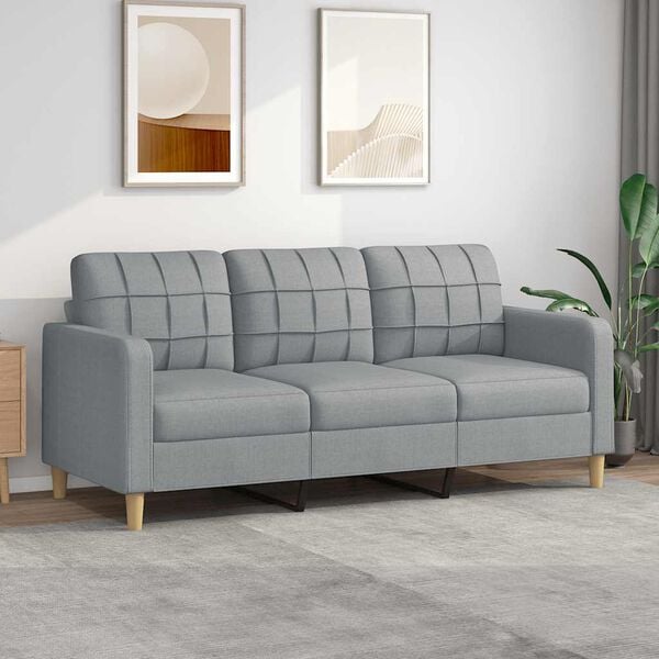 vidaXL Canapé à 3 places Gris clair 180 cm Tissu
