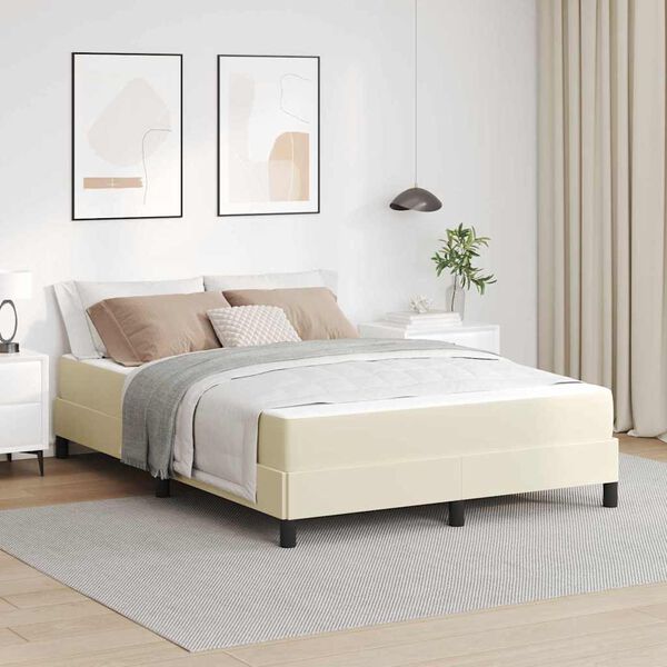 vidaXL Cadre de lit avec matelas Crème 140 x 190 cm tissu