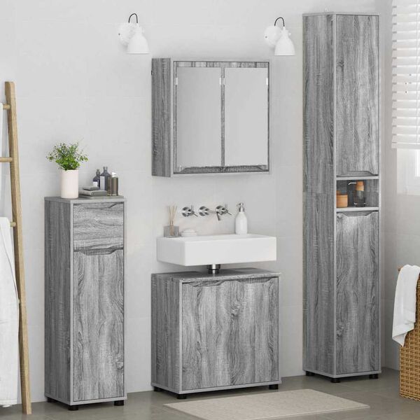 vidaXL Ensemble de mobilier de salle de bain 4 pcs Gris Sonoma