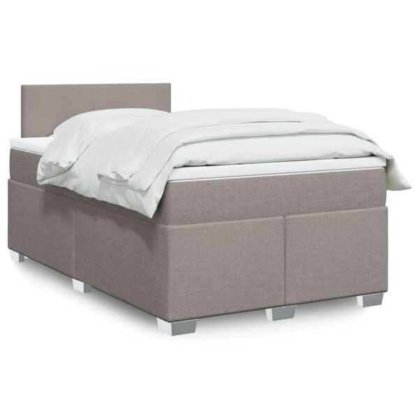 vidaXL Sommier &agrave; lattes de lit avec matelas Taupe 120x200 cm Tissu
