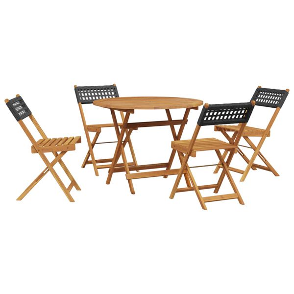 vidaXL Ensemble &agrave; manger de jardin 5 pcs r&eacute;sine tress&eacute;e et bois massif