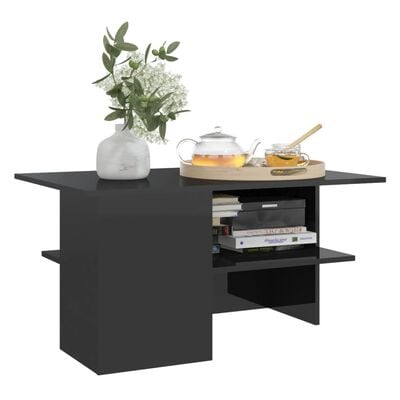 vidaXL Table basse Noir brillant 90x60x46,5 cm Aggloméré