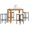 vidaXL Ensemble de bar de jardin 5 pcs noir bois massif acacia rotin
