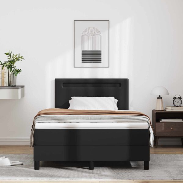 vidaXL Lit &agrave; ressorts avec matelas Noir 120 x 190 cm Simili cuir