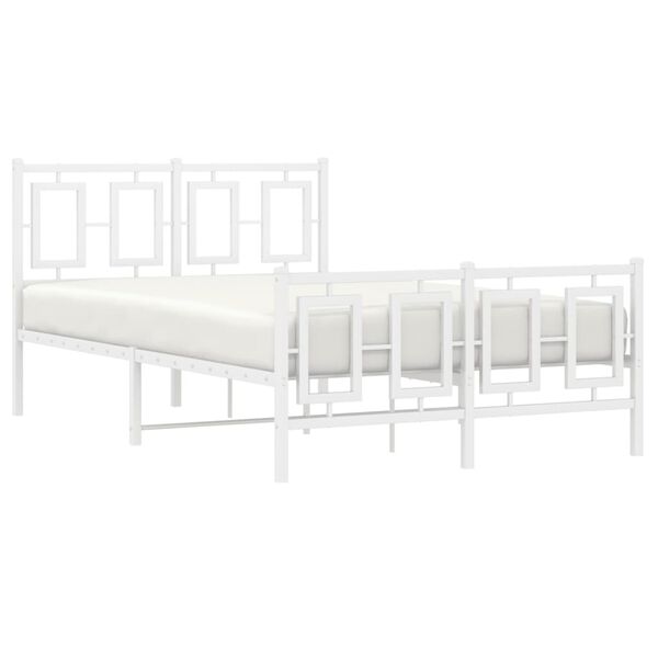 vidaXL Cadre de lit m&eacute;tal sans matelas et pied de lit blanc 120x190 cm