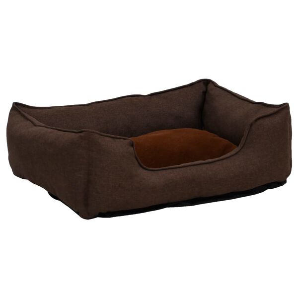 vidaXL Lit pour chiens Marron 65x50x20 cm Aspect de lin Polaire