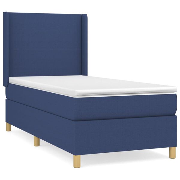 vidaXL Sommier &agrave; lattes de lit avec matelas Bleu 90x190 cm Tissu