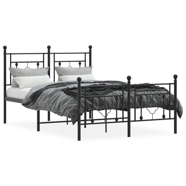 vidaXL Cadre de lit m&eacute;tal sans matelas avec pied de lit noir 120x190cm