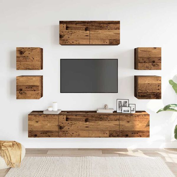 vidaXL Ensemble de meuble TV mural 7 pcs vieux bois bois d'ingénierie