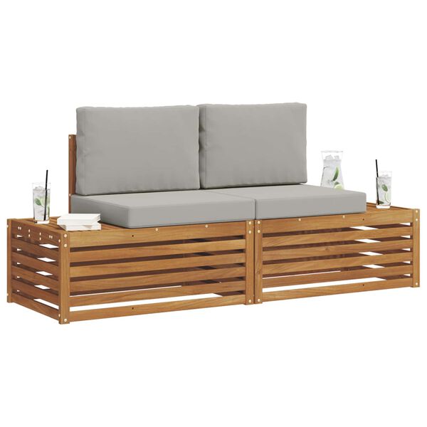 vidaXL Ensemble de canap&eacute;s d'ext&eacute;rieur 2 Pi&egrave;ce Gris Naturel et Clair