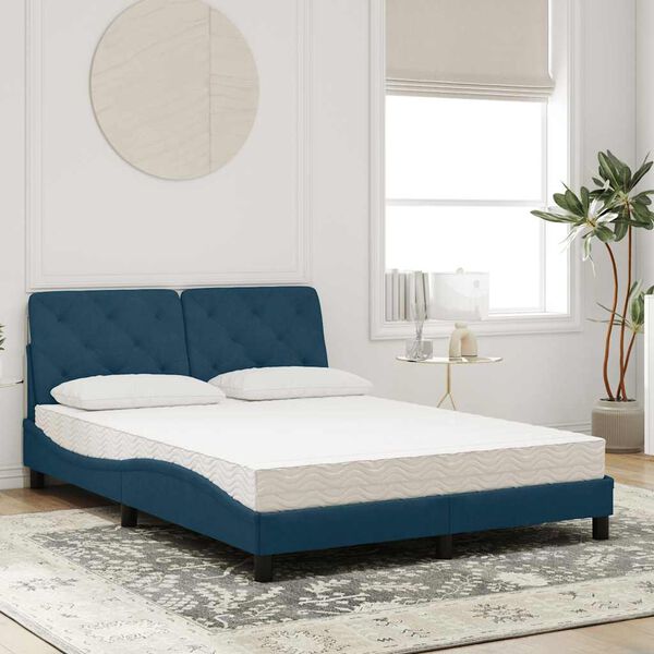 vidaXL Lit avec matelas bleu 140x200 cm velours