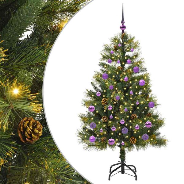 vidaXL Sapin de No&euml;l artificiel avec branches pliables et c&ocirc;nes 150 cm