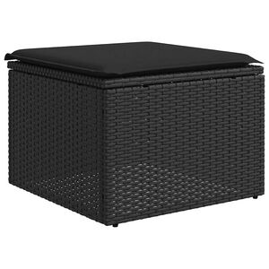 vidaXL Tabouret de jardin avec coussin Noir 55x55x37 cm R&eacute;sine tress&eacute;e