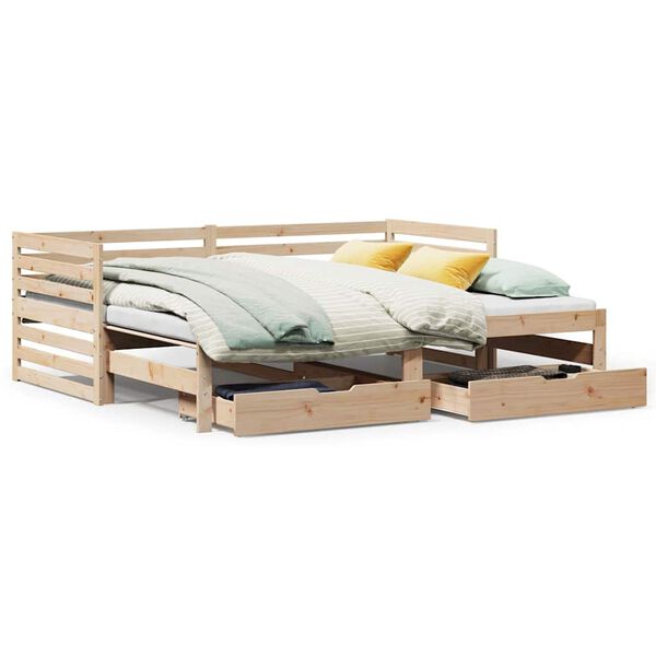 vidaXL Lit de jour avec tiroirs sans matelas 90x200 cm bois massif