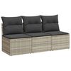 vidaXL Canap&eacute; de jardin et coussins 3 places gris clair r&eacute;sine tress&eacute;e