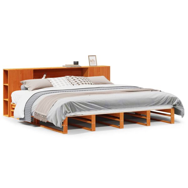 vidaXL Lit biblioth&egrave;que sans matelas cire marron 180x200cm bois massif