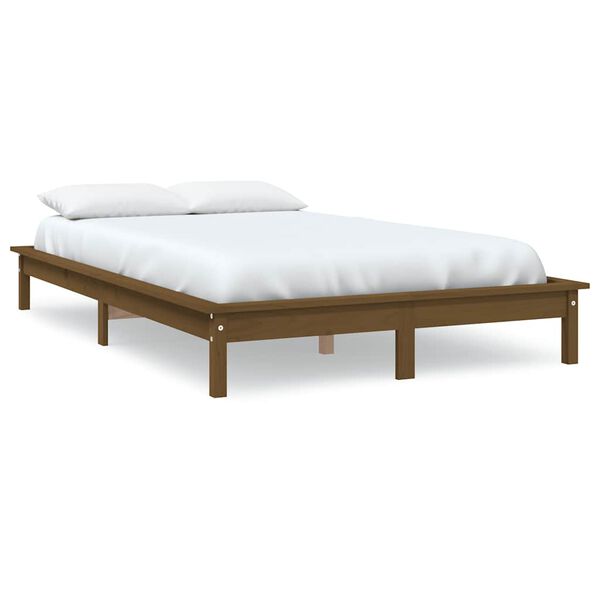 vidaXL Cadre de lit sans matelas marron miel 140x190 cm bois massif