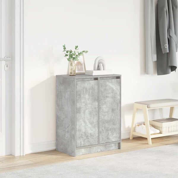 vidaXL Armoire &agrave; chaussures gris b&eacute;ton 57x34x76 cm bois d'ing&eacute;nierie