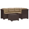 vidaXL Canap&eacute; de jardin 4 places avec coussins style rotin PP Marron